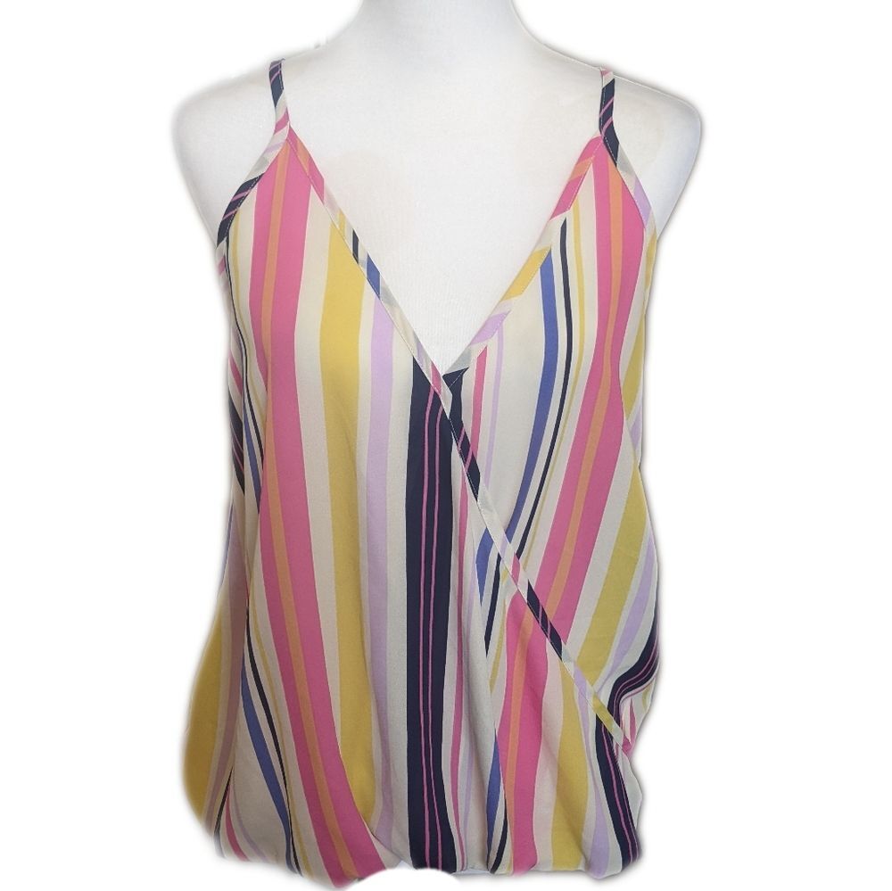 Adora striped tank, criss cross front (sewn), spaghetti straps, small